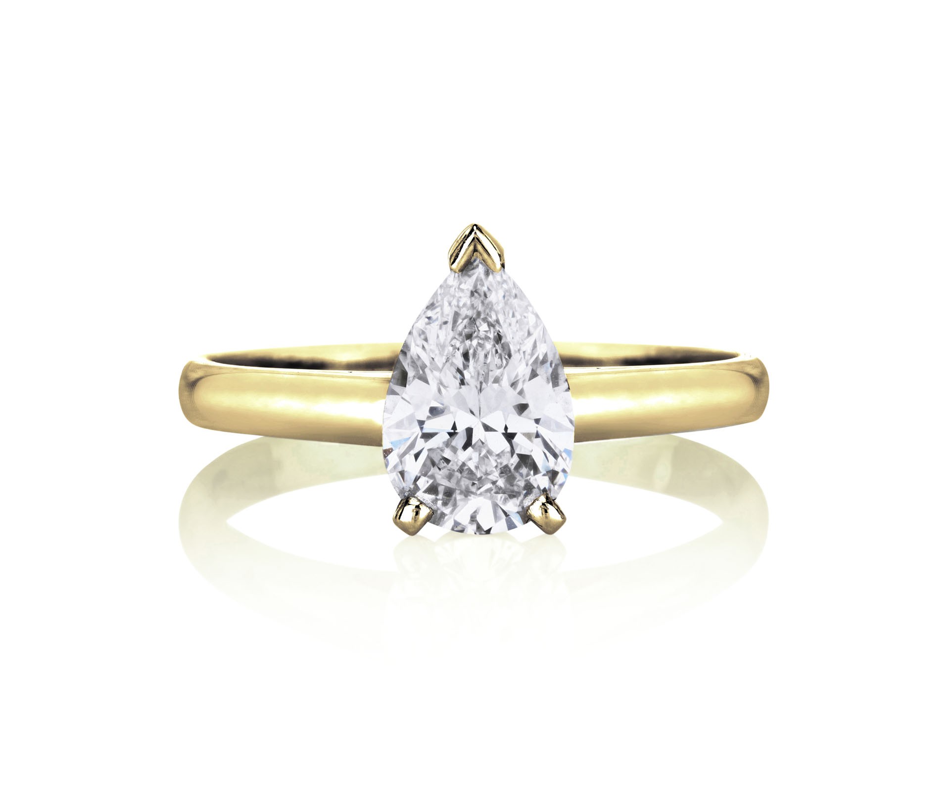 DB CLASSIC PEAR CUT YELLOW GOLD SOLITAIRE RING